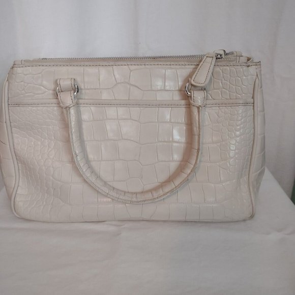 Beautiful Brighton Ivory MONROE CROC Embossed Leather Satchel Handbag Tote - Picture 2 of 9